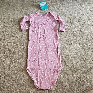 Posh Peanut Bamboo Pink Floral Knotted Gown 0 3M